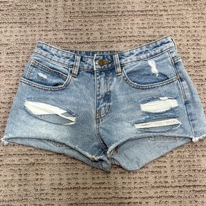 Billabong Light Blue Distressed Denim Cutoff Shorts